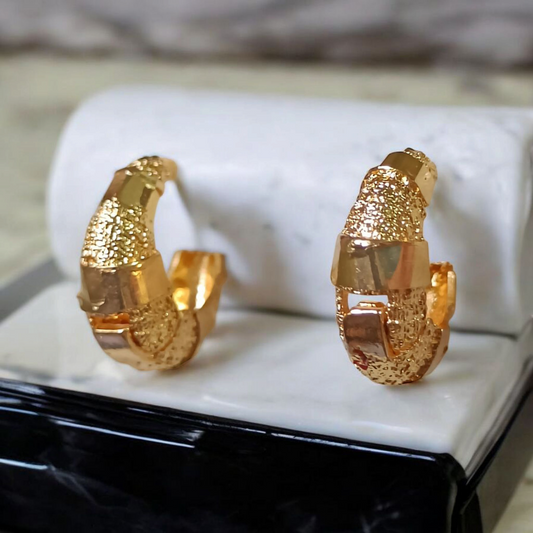 Trendy Gold-Plated Dangle Earrings with Crystal Stones