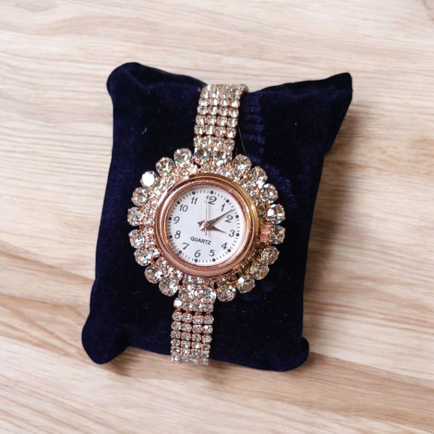 Stylish Crystal Rose Gold Fancy Party Wear Watch for Women and Girls