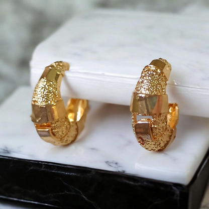 Trendy Gold-Plated Dangle Earrings with Crystal Stones
