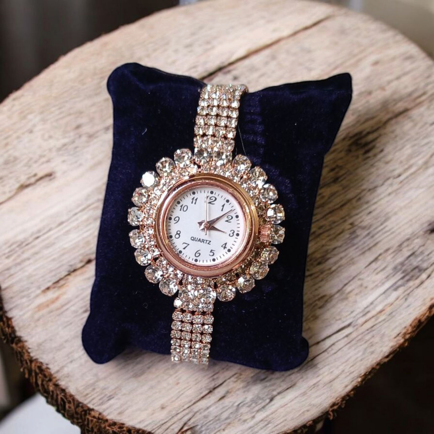 Stylish Crystal Rose Gold Fancy Party Wear Watch for Women and Girls